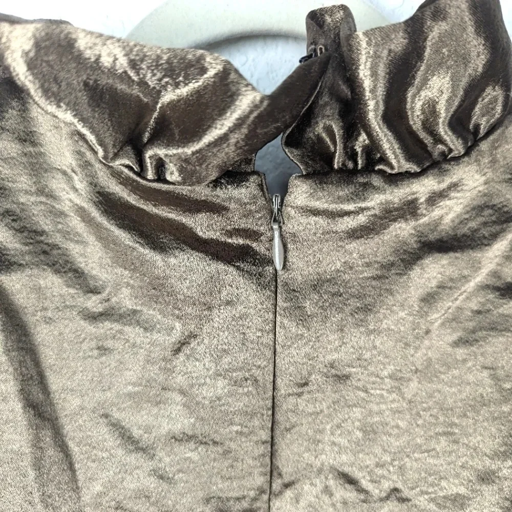 Xscape By Joanna Chen Ruffle Metallic Bronze Bodycon Formal Dress Size 4 - Picture 10 of 12